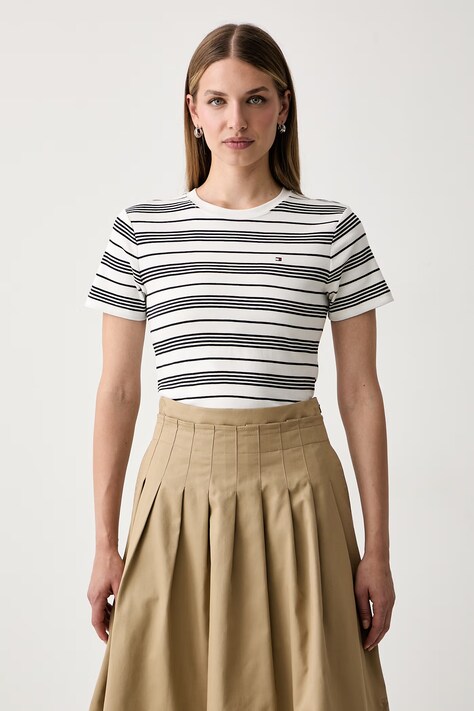 Tommy Hilfiger tričko dámské bavlněné béžové WW0WW40587