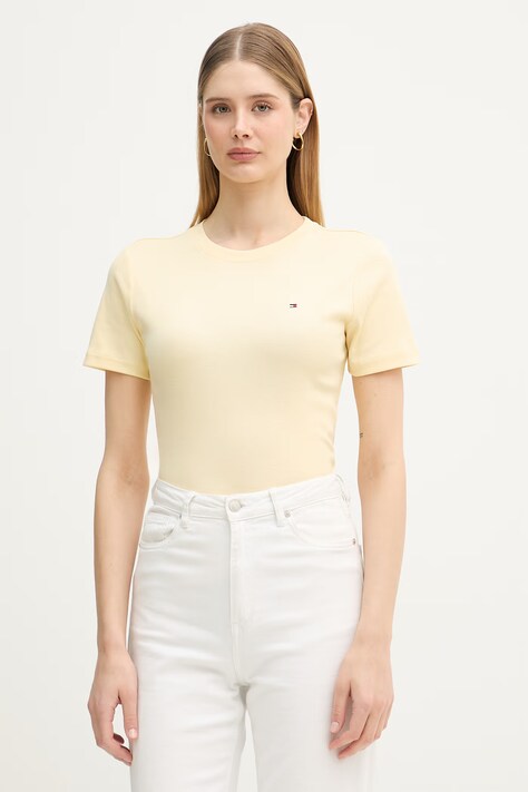 Tommy Hilfiger t-shirt bawełniany damski kolor żółty WW0WW40587