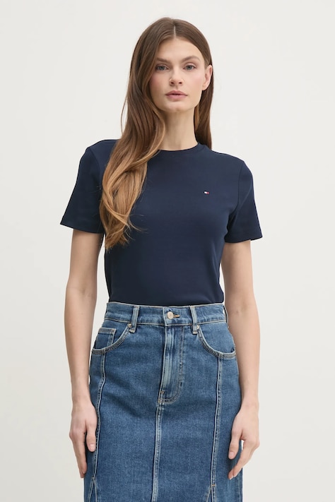 Tommy Hilfiger tricou din bumbac femei, culoarea alb, WW0WW40587