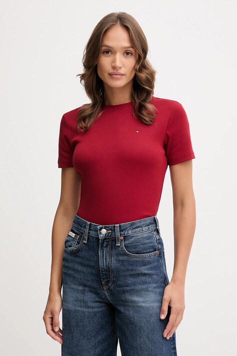 Tommy Hilfiger t-shirt in cotone donna colore bianco WW0WW40587