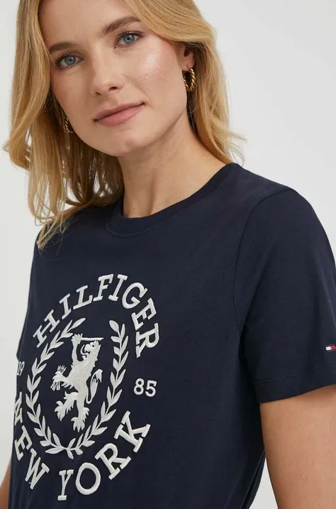 Tommy Hilfiger t-shirt bawełniany damski kolor granatowy WW0WW41058