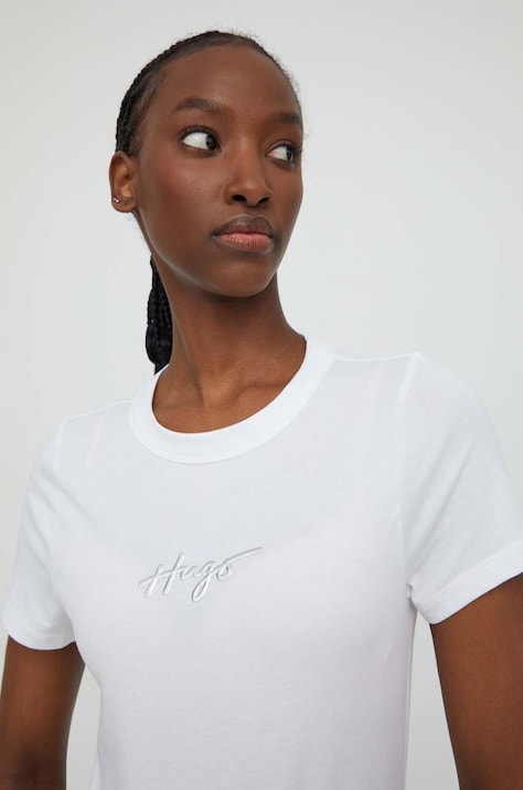 HUGO tricou din bumbac femei, culoarea alb 50508289