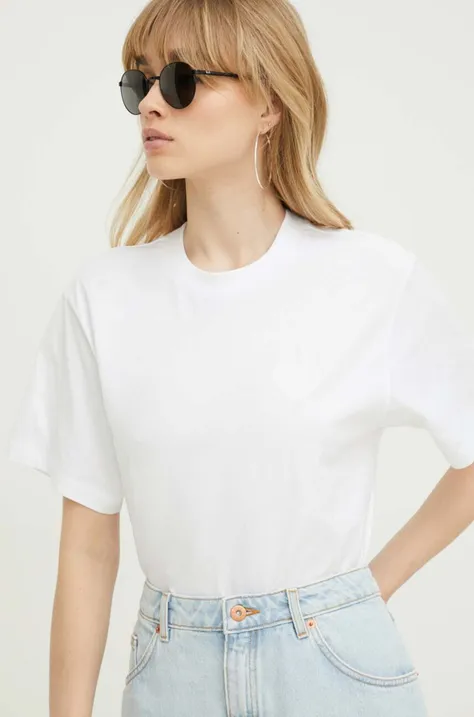 Βαμβακερό μπλουζάκι HUGO γυναικεία, χρώμα: άσπρο