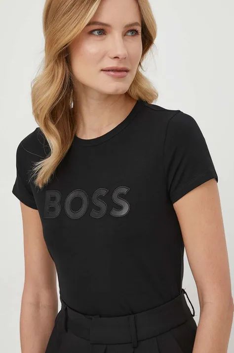 Kratka majica BOSS ženski, črna barva