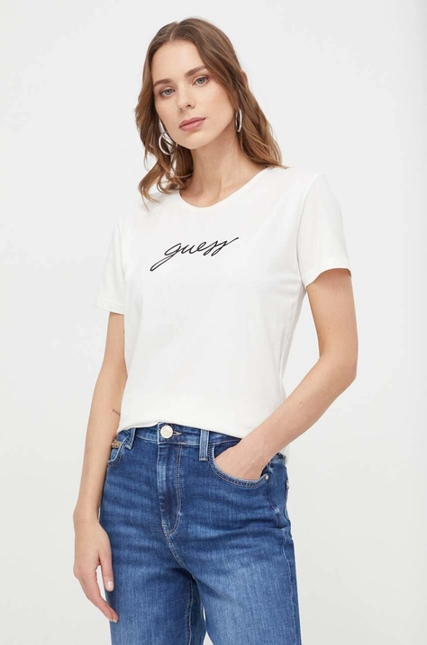 Guess tricou femei, culoarea bej