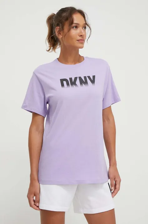 Βαμβακερό μπλουζάκι DKNY γυναικεία, χρώμα: μοβ