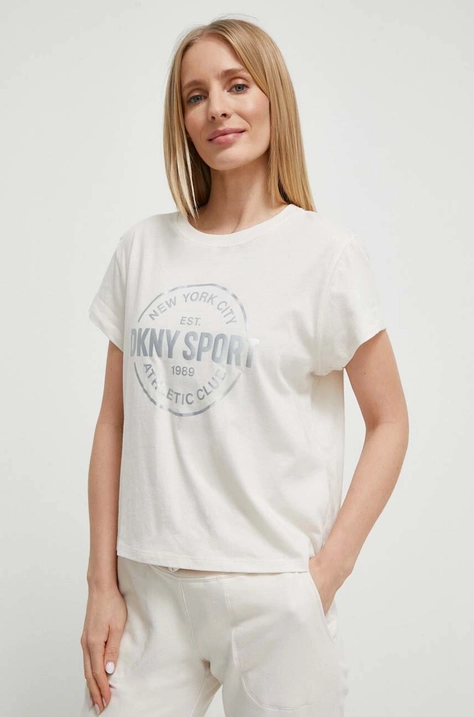 Dkny pamut póló női, bézs, DP3T9563