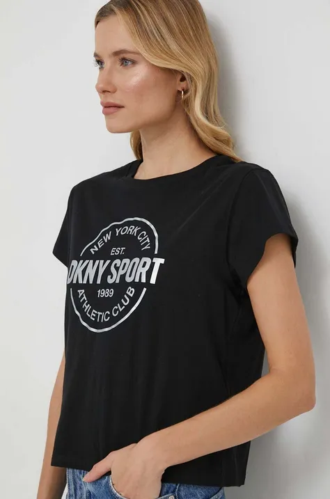 Bavlnené tričko Dkny dámsky, čierna farba