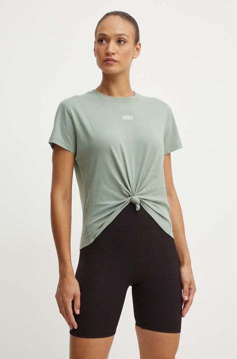 Памучна тениска Dkny в зелено DP3T8521