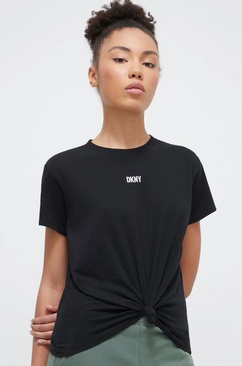 Dkny tricou din bumbac femei, culoarea negru