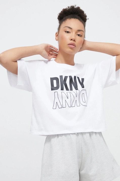 Dkny tricou din bumbac femei, culoarea alb