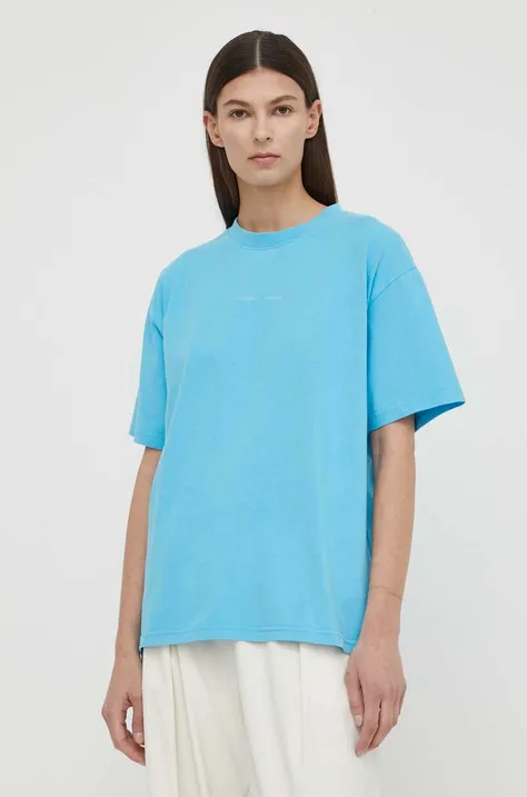 Samsoe Samsoe t-shirt bawełniany EIRA damski kolor niebieski F23200050