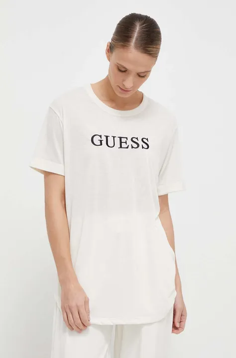 Majica kratkih rukava Guess za žene, boja: bež