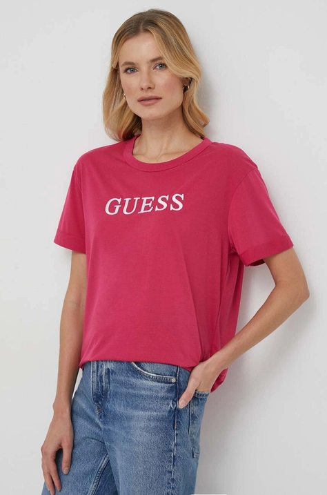 Guess t-shirt DEANA damski kolor różowy V4RI13 KB9I0