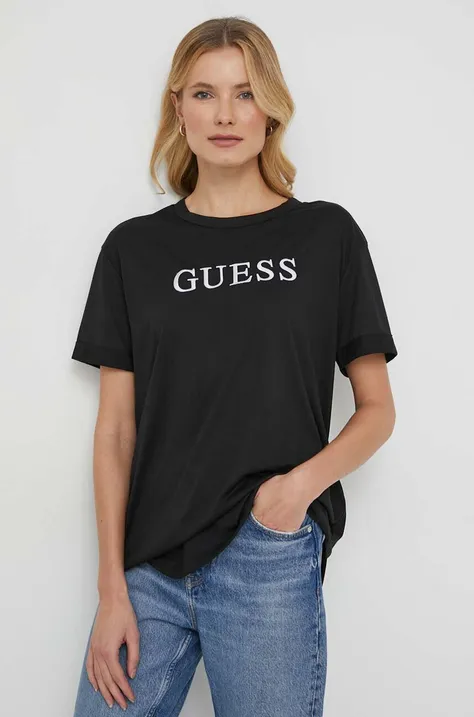 Μπλουζάκι Guess χρώμα: μαύρο