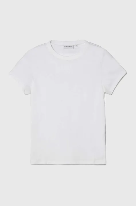 Bombažna kratka majica Calvin Klein ženski, bela barva
