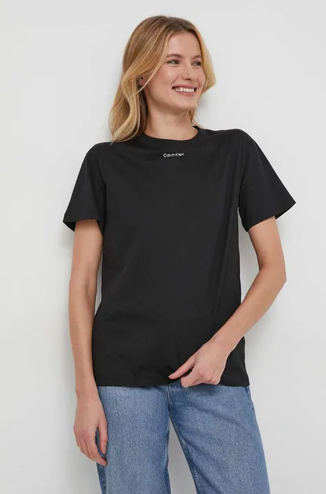 Bombažna kratka majica Calvin Klein ženski, črna barva