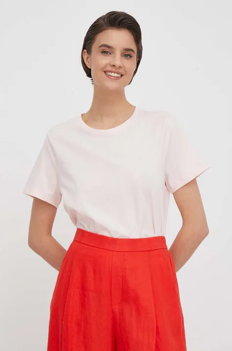 Bavlnené tričko Lauren Ralph Lauren dámsky, ružová farba