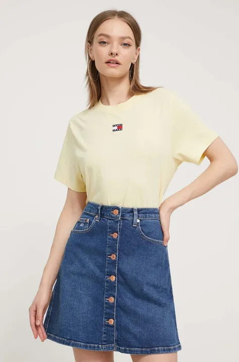 Majica kratkih rukava Tommy Jeans za žene, boja: žuta, DW0DW17391