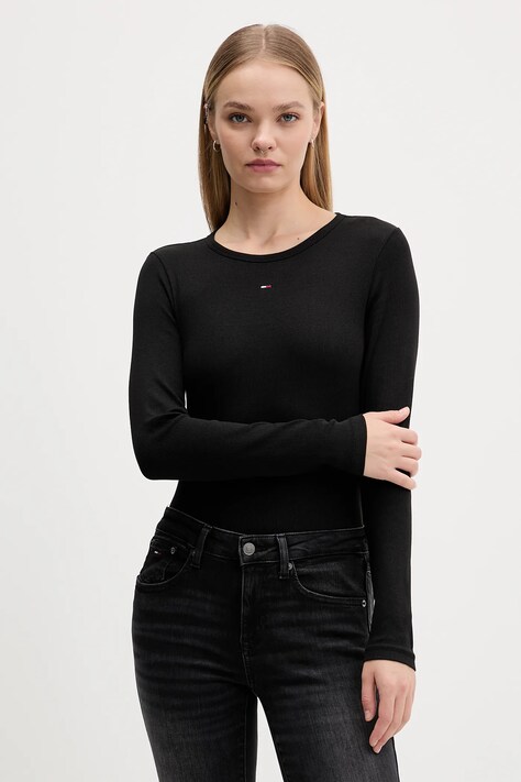 Tommy Jeans longsleeve 2-pack damski kolor czarny DW0DW17716