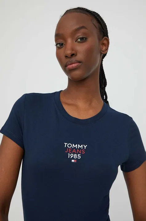 Tommy Jeans tricou femei, culoarea bleumarin DW0DW17357