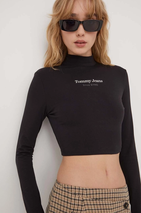 Longsleeve Tommy Jeans χρώμα: μαύρο