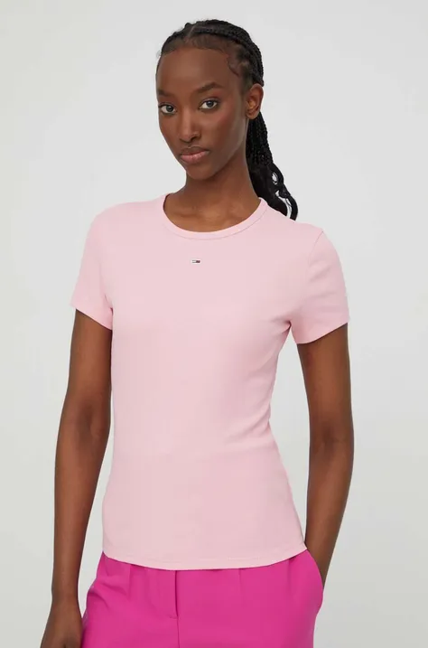 Majica kratkih rukava Tommy Jeans za žene, boja: ružičasta, DW0DW17383
