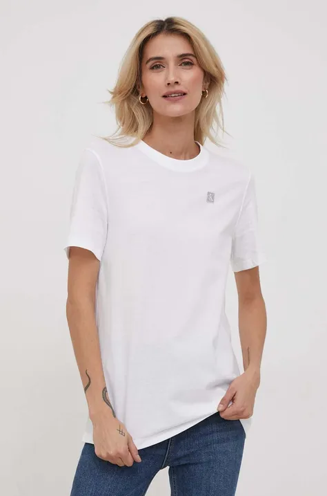Calvin Klein Jeans tricou din bumbac femei, culoarea alb J20J223226