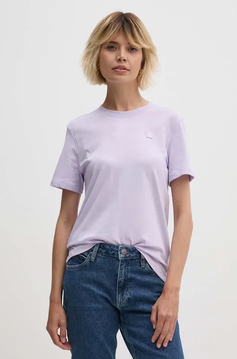 Βαμβακερό μπλουζάκι Calvin Klein Jeans γυναικεία, χρώμα: μοβ