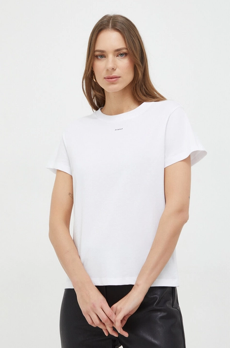 Pinko tricou din bumbac femei, culoarea alb