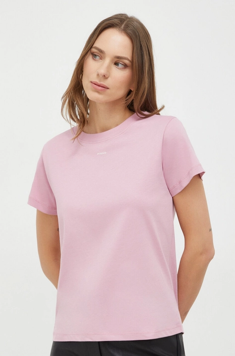 Pinko tricou din bumbac femei, culoarea roz