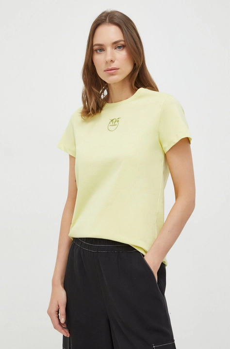 Pinko t-shirt bawełniany damski kolor żółty 100355.A1NW