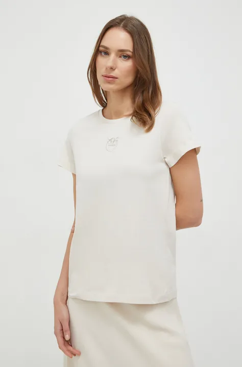 Bavlnené tričko Pinko dámsky, béžová farba, 100355.A1NW
