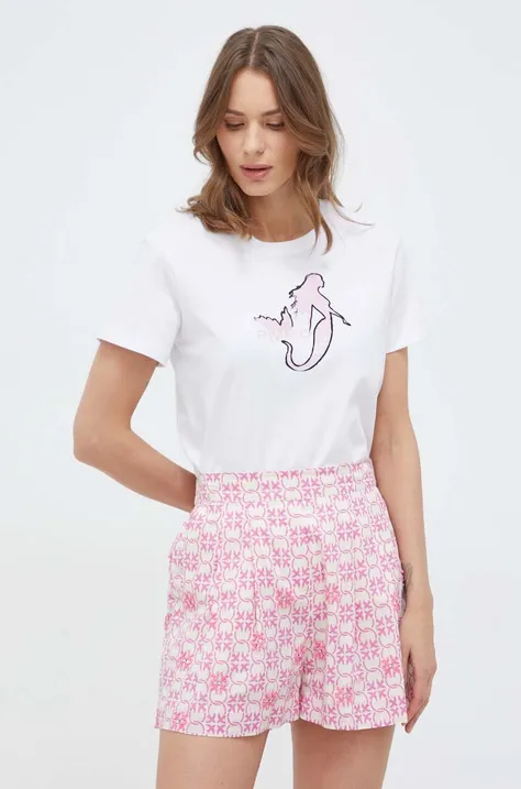 Pinko t-shirt bawełniany damski kolor biały