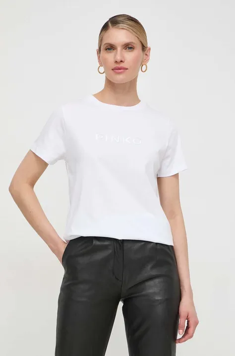 Бавовняна футболка Pinko жіночий колір білий