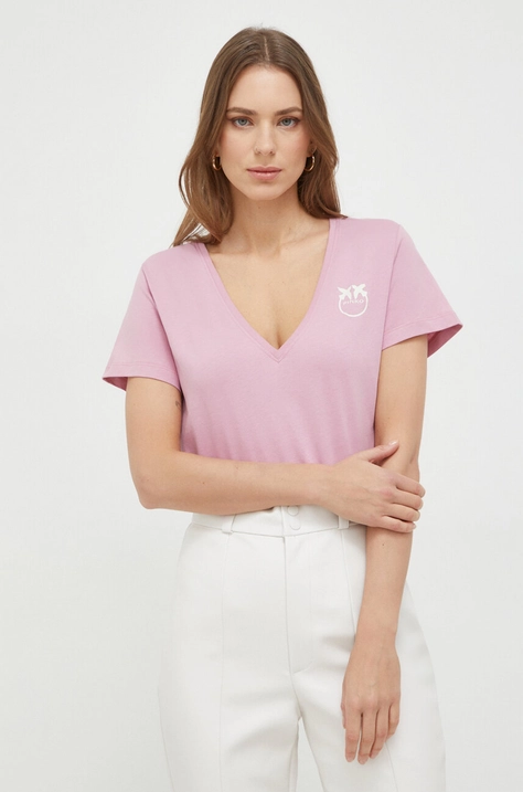 Pinko t-shirt bawełniany damski kolor różowy 102950.A1N8