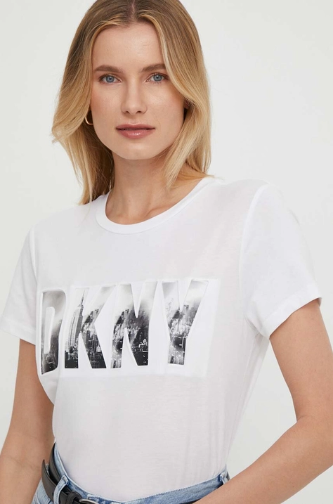 Dkny t-shirt damski kolor biały P4AHUWNA