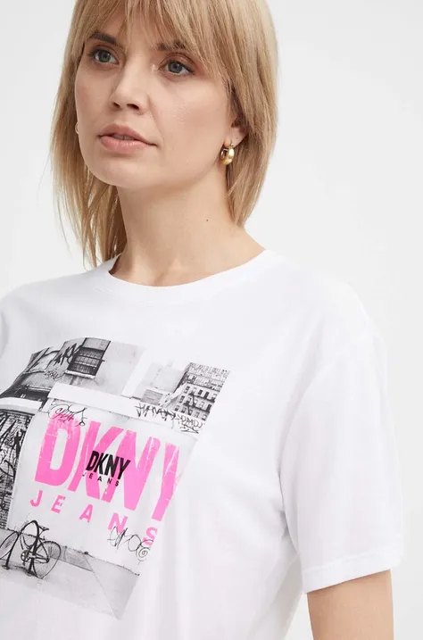 Majica kratkih rukava Dkny za žene, boja: bijela, DJ4T1056