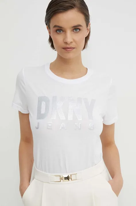 Kratka majica Dkny ženska, bela barva, DJ4T1050