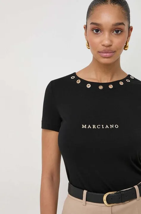 Majica kratkih rukava Marciano Guess za žene, boja: crna