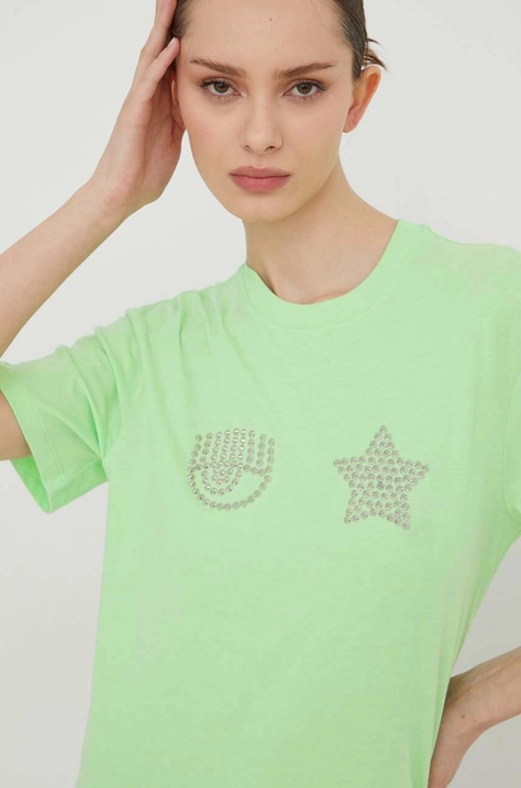 Chiara Ferragni t-shirt bawełniany EYE STAR damski kolor zielony 76CBHG01