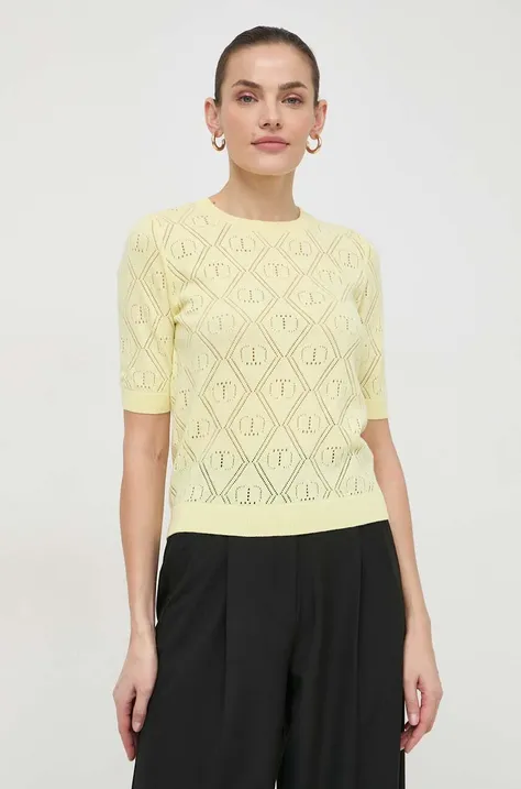 Μπλουζάκι με μείγμα κασμίρ Twinset χρώμα: κίτρινο