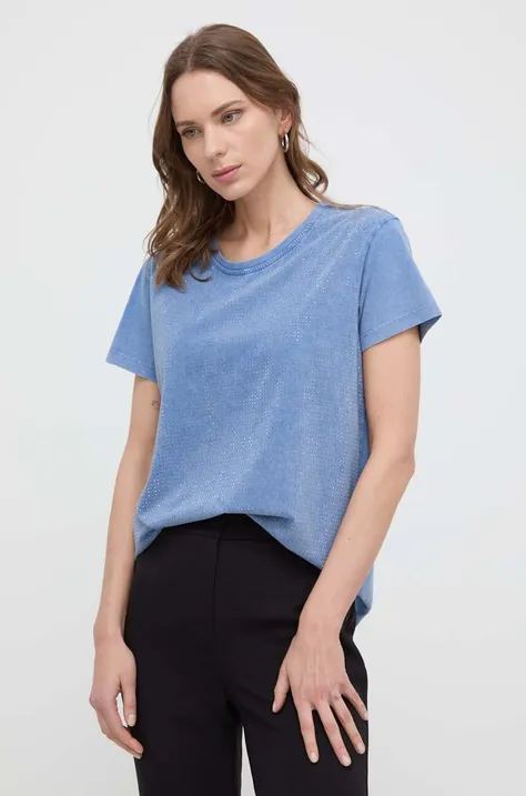 Patrizia Pepe t-shirt bawełniany damski kolor niebieski 8M1593 J183