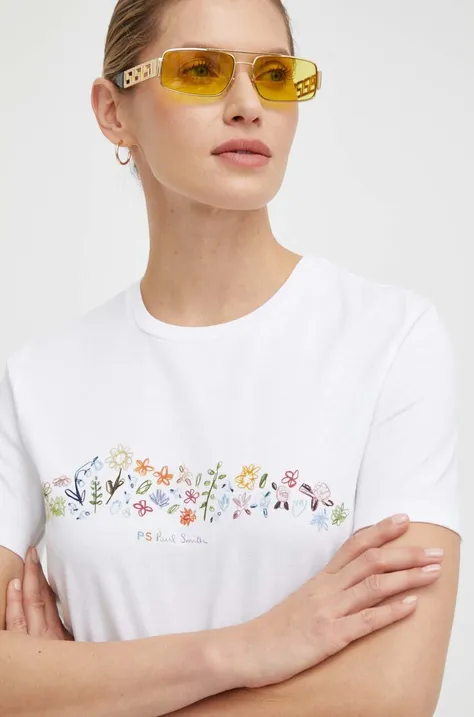 Бавовняна футболка PS Paul Smith жіночий колір білий