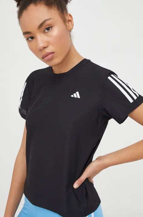 Μπλουζάκι για τρέξιμο adidas Performance χρώμα: μαύρο