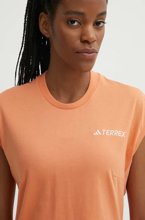 Kratka majica adidas TERREX Xploric Logo ženska, oranžna barva, IN4622