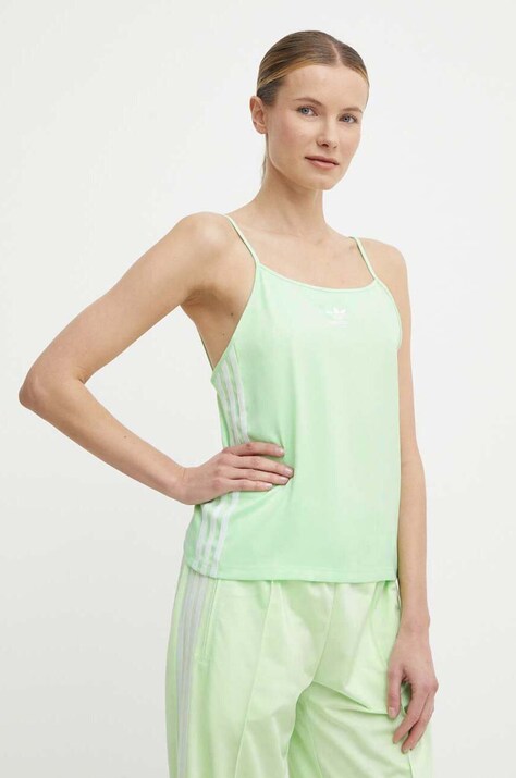 adidas Originals top femei, culoarea verde, cu imprimeu, IN8370