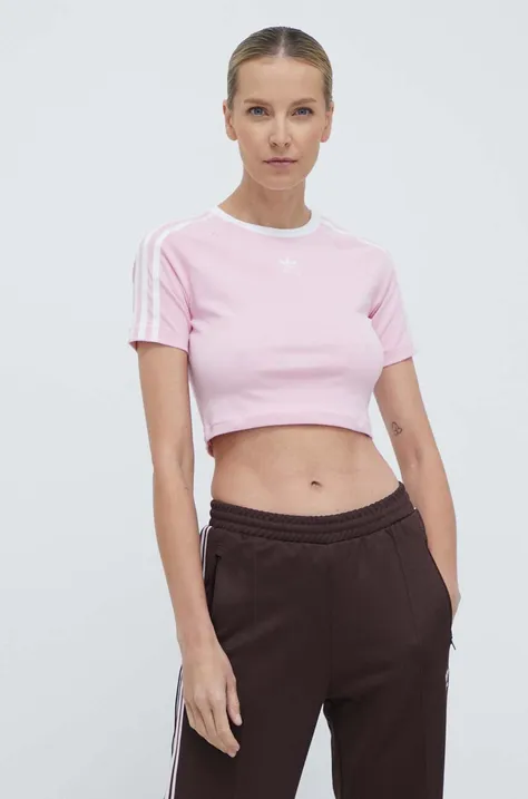 adidas Originals t-shirt 3-Stripes Baby Tee women’s pink color IP0664