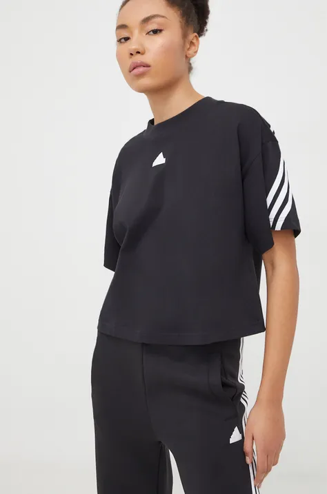 Бавовняна футболка adidas жіночий колір чорний