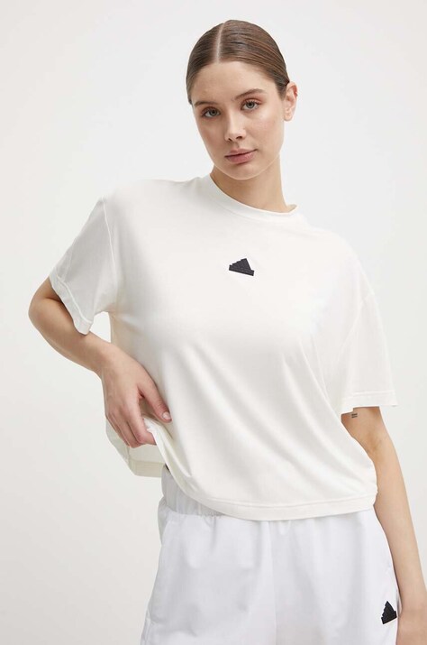 adidas tricou femei, culoarea bej, IQ4832